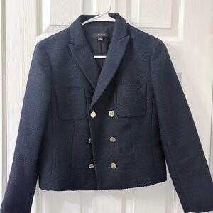 Ann Taylor Navy Double-Breasted Blazer with Gold Buttons